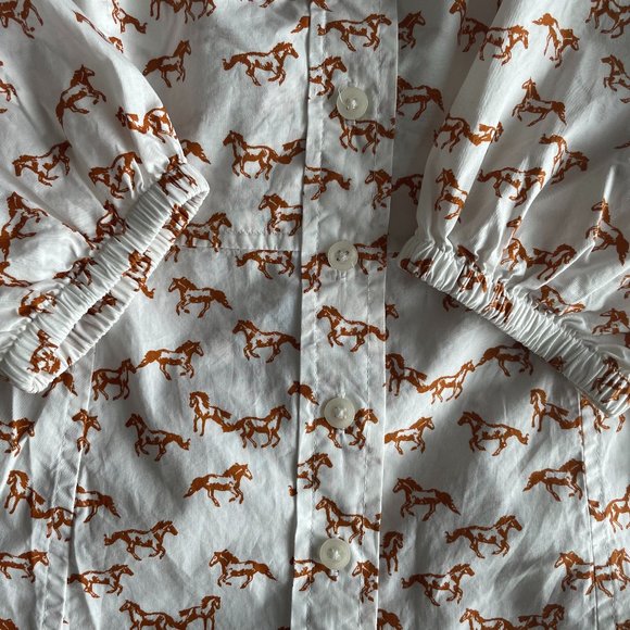 Aritzia Little Moon Luckette Blouse Horse Print Amber Earth XS New without Tag - Picture 9 of 13